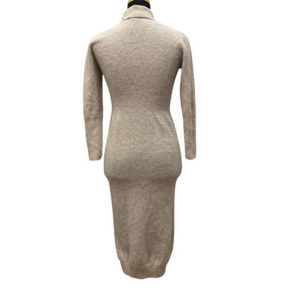 Naadam Signature Cashmere Turtleneck Sweater Dress in Oatmeal Size Small - Picture 2 of 7